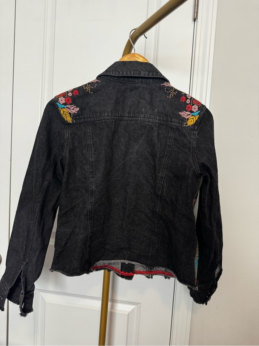 Boho Embroidered & Beaded Black Denim Jacket - Picture 6 of 6